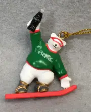 ORIGINAL Coca~Cola POLAR BEAR ORNAMENT -- SNOW BOARDING WITH A COKE