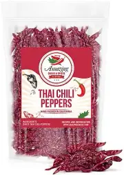 Authentic Red Thai Chili Peppers 5 oz. Bag Genuine Hot Red Whole Pepper Chili...