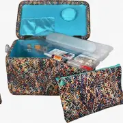 Ultimate Snake Print Tackle Basket & Travel Sewing Kit with Matching Zipper Pouc