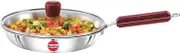 Hawkins Tri-Ply Stainless Steel Frying Pan with Glass Lid, 26 cm Diameter