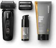 MANSCAPED® The Chairman™ PRO Package - Men’s Foil Shaver with Two Interchangeable Blades, SkinSafe® Four-Blade Foil & Stubble Trimmer, Power Shave Gel, Face Shave Soother Aftershave Serum