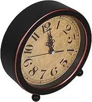 GLEAVI Non Ticking Alarm Clock: Silent Decorative Farmhouse Shelf Small Rustic Mantel Clock for Bedroom Nightstand Living Room Or Office Black (no Battery)