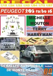 DECAL PEUGEOT 205 TURBO 16 M.MOUTON R.MONTECARLO 1986 DnF (09)