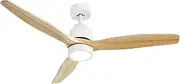 Maxkon Wood Ceiling Fan Light Cooling Quiet Bedroom Living Room Modern 3 Blades 5 Speed Reverse Motor 3 Timers 52 Inch Nature Colour