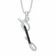 Enhanced Black Natural Diamond Accent "J" Initial Pendant in Sterling Silver