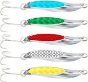 OriGlam 5pcs Fishing Lures Fishing Spoon, Trout Bass Lures Spinning Spoon, Hard Metal Spinner Baits Fishing Lure Spinnerbait
