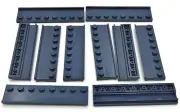 Lego 10 New Dark Blue Plates Modified 2 x 8 Stud with Door Rail Pieces Parts
