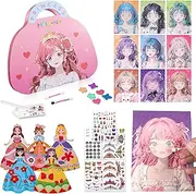 Diamond Painting and Princess Dress Up Set - Make Up Play on Paper DIY Toys, Princess Kids' Craft Activity, Arts and Craft Kits for Kids, 4 5 6 7 Year Old Girl Gifts Toys for Girls Birthday Presents