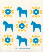 Dish Cloth Dala Horse Blue