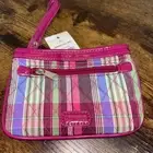 NWT Tommy Hilfiger Women's Pink Multicolor Plaid Small Wristlet Wallet Clutch