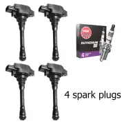 4x Ignition Coil + 4x NGK Ruthenium Spark Plug for Nissan Sentra NV200 UF708
