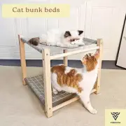 Cat Bunk Beds – Double-Decker Hammock for Cozy Sleeping - Wooden Pet Bed
