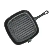 SOGA 23.5cm Square Ribbed Cast Iron Frying Pan