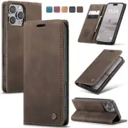 Leather Wallet Case For iPhone 16E 15 14 13 12 11 XS XR 8 Plus Flip Stand Cover