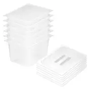 200mm Clear Gastronorm Bain Marie 1/2 Food Tray Storage Set of 6 with Lid