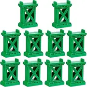 10Pcs Train Bridge Pier Track Railway Accessories Multi Level Support Risers High Level Blocks for All Major Brands Wooden Toy Train (Green)