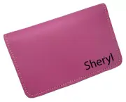 New Personalized First Name or Monogram Leather Top Stub Checkbook Cover Pink
