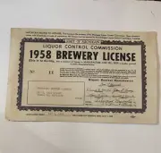 Sebewaing Brewing Co 1958 Brewery Beer License MLLC~BW387