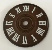 Cuckoo Clock Dial 2 1/4" (60mm) Diameter Brown with White Roman Numerals