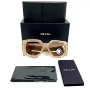 Prada Sunglasses SPR14Z 19R-10D Natural Opal Brown Butterfly Frames Pink Lenses