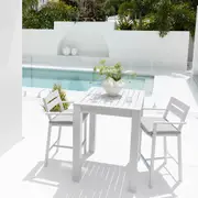 Santorini Outdoor Aluminium Square Bar Table with 2 Bar stools - Outdoor Aluminium Dining Settings