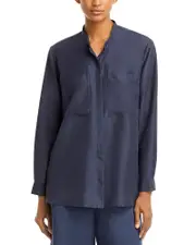 Eileen Fisher Mandarin Collar Silk Shirt