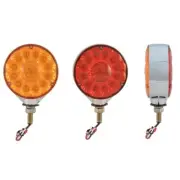 AMBER/RED TURN SIGNAL & MARKER DOUBLE FACE ROUND SUPER DIODE LED LIGHT - 34 DIOD