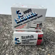 SCOTCH CASSETTE STORAGE BOXES INTERLOCKING 3 EMPTY TAPE BOXES Lot of 2