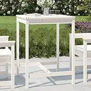 Outdoor Bar Table White Solid Pine Wood Tall Tables for Patio, Garden, Party, Cocktail, Bistro Use - High Top, 82.5x82.5x110 cm