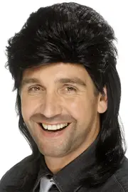 Black Mullet Wig Fancy Dress Costume Accessory 70s 80s 80's Adult Mens Punk Fancy Dress Up Party