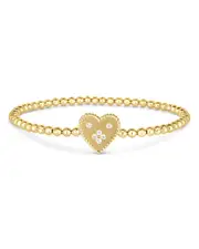 Roberto Coin 18K Yellow Gold Diamond Venetian Princess Small Heart Beaded Stretch Bracelet