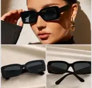 New Retro Rectangle Sunglasses women UV, Small Square Glasses Black