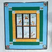 New, handmade snowman cardinals chickadee attic window style soft quilted throw