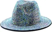 [Generic] Sparkling Rhinestones Top Hats for Men Women Wide Brim Western Cowboy Cowgirl Hats for Wedding Nightclub Performance