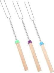 Extendable BBQ Forks 3 Pack of Stainless Steel Telescoping Forks for Hot Dogs Marshmallows and S'Mores