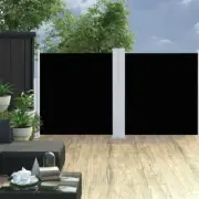 Retractable Outdoor Side Awning Black 120x600cm Patio Privacy Screen