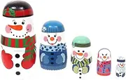 Totority 1 Set 5 Layer Snowman Matryoshka Doll Fake Snow Christmas Tree Christmas Decorations Reindeer Wood