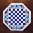 18'' white Marble Chess Table Top Pietra Dura Inlay Children Game Kids c40