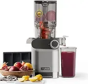 [Anybear] Cold Press Juicer, 200W Masticating Slow Juicer 4.3" Large Feed Chute Fit Whole Fruits Vegetables | Upgraded Auger | Tritan Materials | BPA Free | Juice Recipes (Silver Gray)