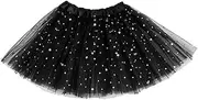 [PLABBDPL] Tulle Skirt Children, Tutu Star Mini Skirt Tulle Skirt Ballet Skirt Princess Tulle Skirt for Carnival Birthday Halloween Party Girls Black