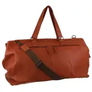 Pierre Cardin Leather Rustic Overnight Bag Travel Duffle Duffel Cognac