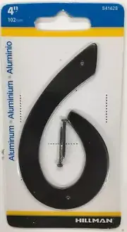 Hillman 841628, #6 - 4" Black Nail On Aluminum House Mailbox Number