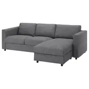 VIMLE 3-seat sofa, with chaise longue/Lejde grey/black