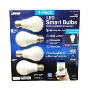 4 x FEIT Dimmable Wifi Colour RGB LED Smart Bulbs Bayonet B22 9w 800 Lumens