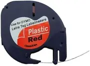 ExtraPrint Compatible Label Tapes Replacement for Dymo 91203 12mm x 4m Black On Red Plastic Tape for Dymo LetraTag 100H, LetraTag 100T, LetraTag 200B, LetraTag XR