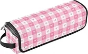 [sanluoli] Hot Hair Tools Travel Bag and Heat Resistant Mat with Zipper Waterproof Curling Iron Travel Case Peach Personalized Bow Tie Cartoon Cute Plaid