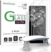 amFilm Ultra Glass Screen Protector for Galaxy S20 Ultra (2 Pack), Full Cover (Fingerprint Scanner Compatible) Tempered Glass Film (UV Gel Application) - Samsung Galaxy S20 Ultra Screen Protector