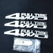 Silver Chrome 4WD FULL TIME Metal Front Grille + 2x Decal Badge Sticker 3D Power