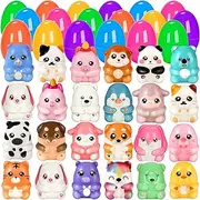 24 Pack Easter Eggs Filled with Squishy Toys, Easter Basket Stuffers Fillers with Kawaii Animals Toys, Kids Easter Theme Party Favor & Classroom Prizes, Ideal Easter Eggs Gifts for Boys Girls