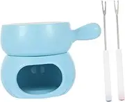 VALICLUD 1 Set Ceramic Chocolate Fondue Set Pot Cheese Heater with Base for Home Hot Pot for Baking Cooking Beautiful Design Includes Forks Random Color